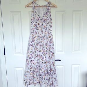 Roberta Roller Rabbit White Floral Maxi Dress with Purple and Yellow Print